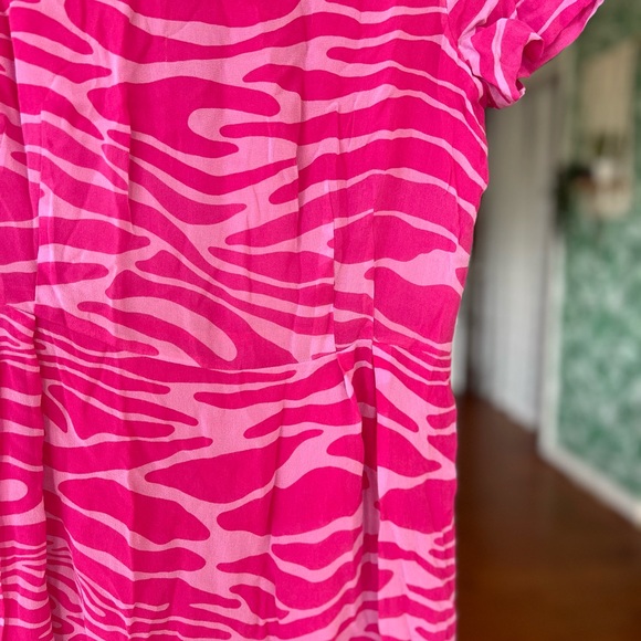 HOLD Vintage Retro Escada Hot Pink Zebra Animal Print Silk Short Sheath Dress 38 - Picture 8 of 8